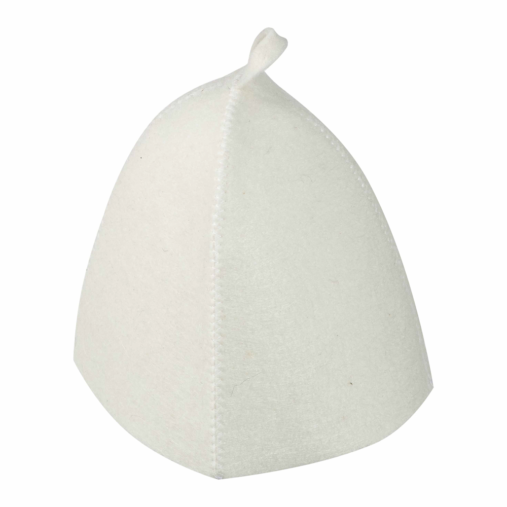 Набор банный ЭКОНОМ 3 предмета (шапка, коврик, рукавица) в пакете, войлок белый/серый, арт.№ 364-270