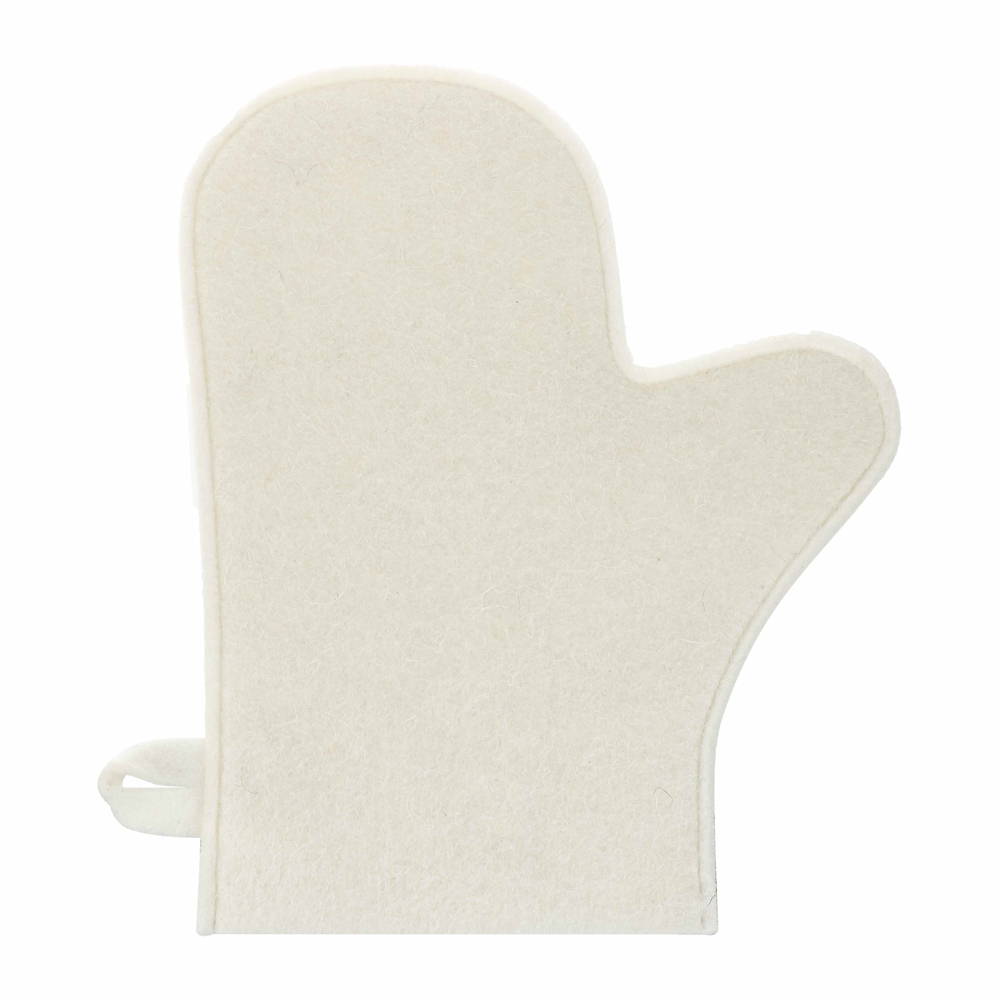 Набор банный ЭКОНОМ 2 предмета без вышивки (рукавица, шапка) в пакете, войлок белый/серый, арт.№ 364-271