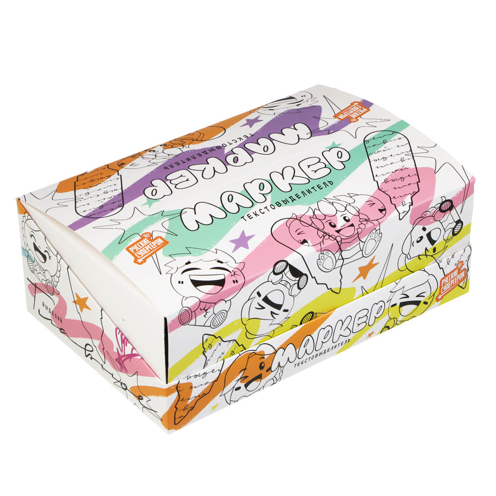 Маркер-выделитель с фигуркой-топпером BY Русские Супергерои "Яркий День", 6 цветов, шоу-бокс, арт.№ 801-120