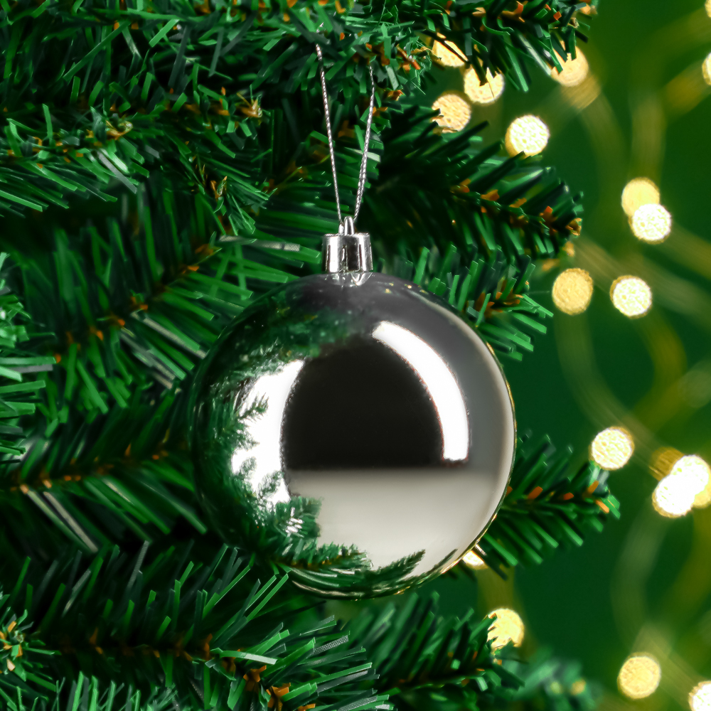 СНОУ БУМ Набор шаров 4шт 8см пластик, серебро, арт.№ 372-582