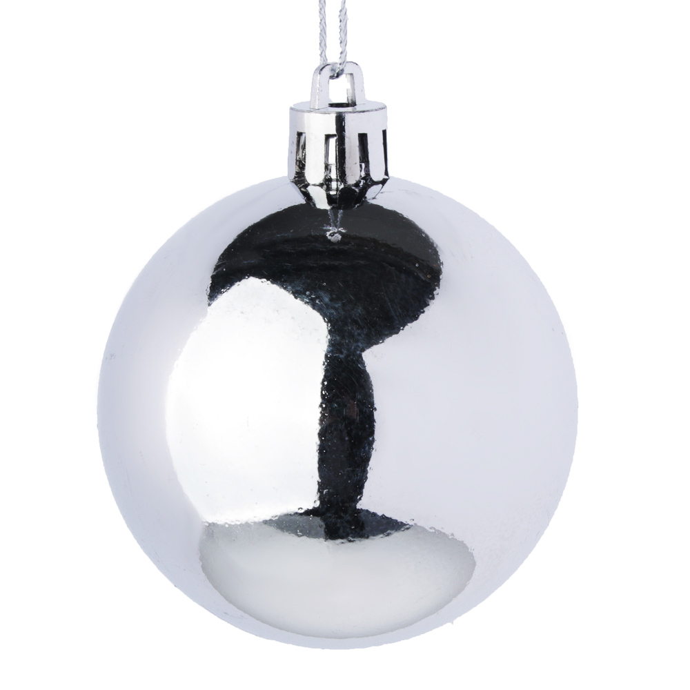 СНОУ БУМ Набор шаров 4шт 8см пластик, серебро, арт.№ 372-582