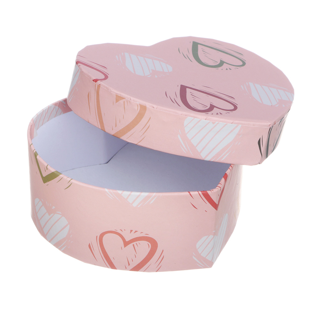 Коробка подарочная, в форме сердца, бумага, 11x9,8x5,2 см, 6 дизайнов, арт.№ 207-011