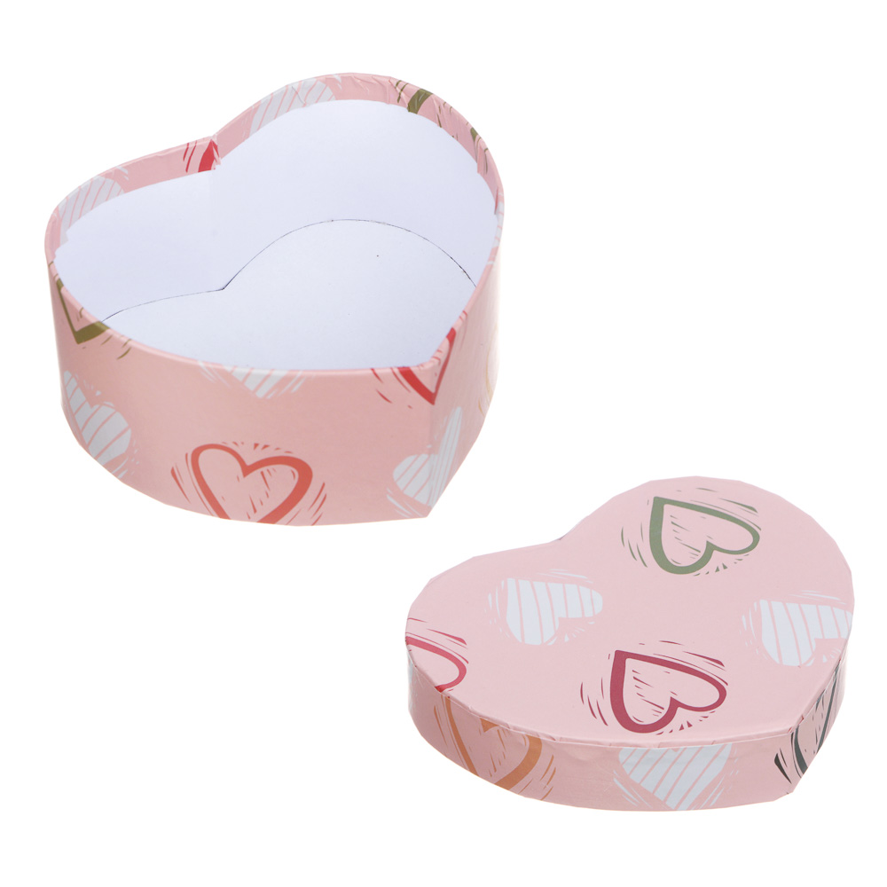 Коробка подарочная, в форме сердца, бумага, 11x9,8x5,2 см, 6 дизайнов, арт.№ 207-011