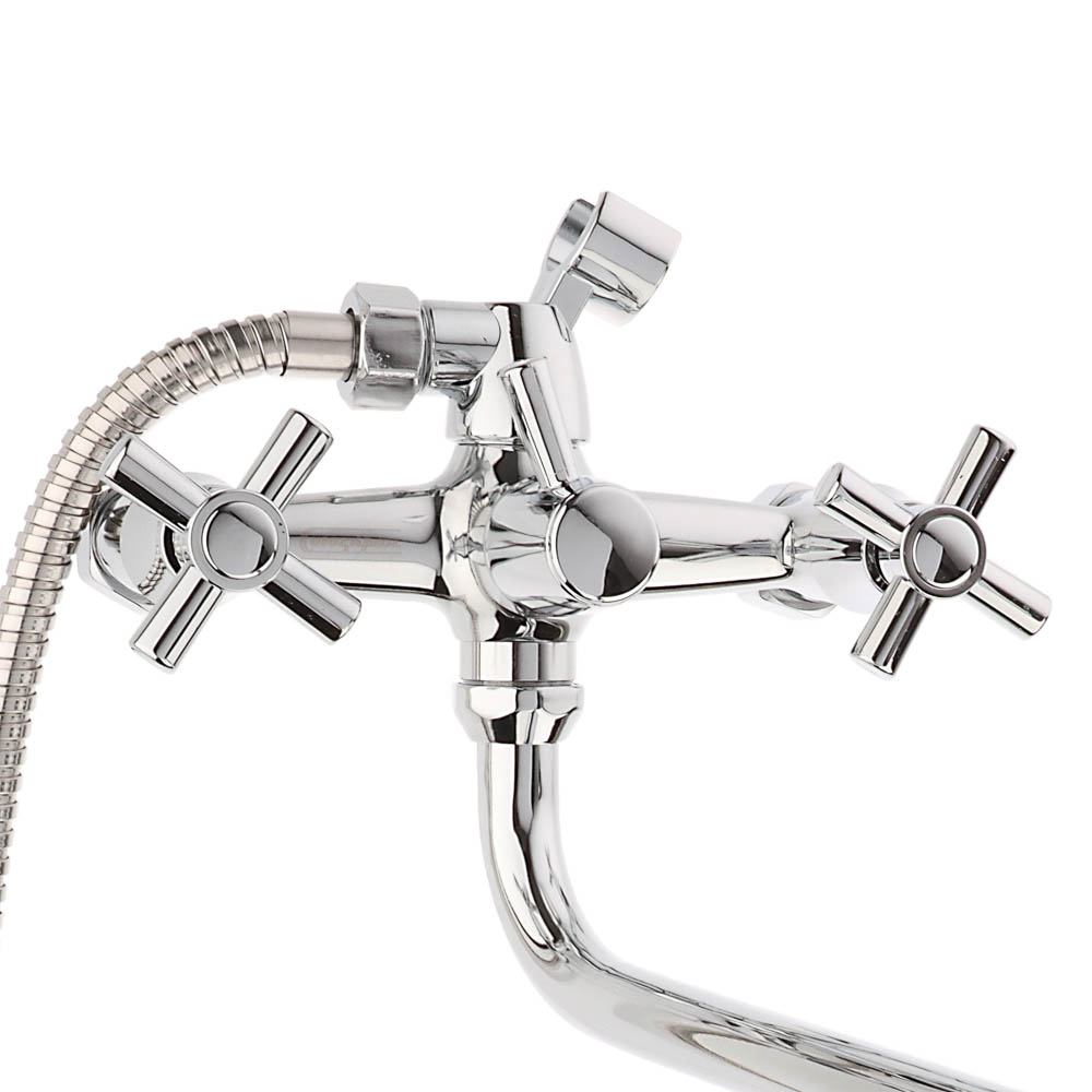 СоюзКран Смеситель для ванны с душем, круглый излив 30см, кер. кран-буксы 1/2, хром, цинк, SK08-S217, арт.№ 566-236