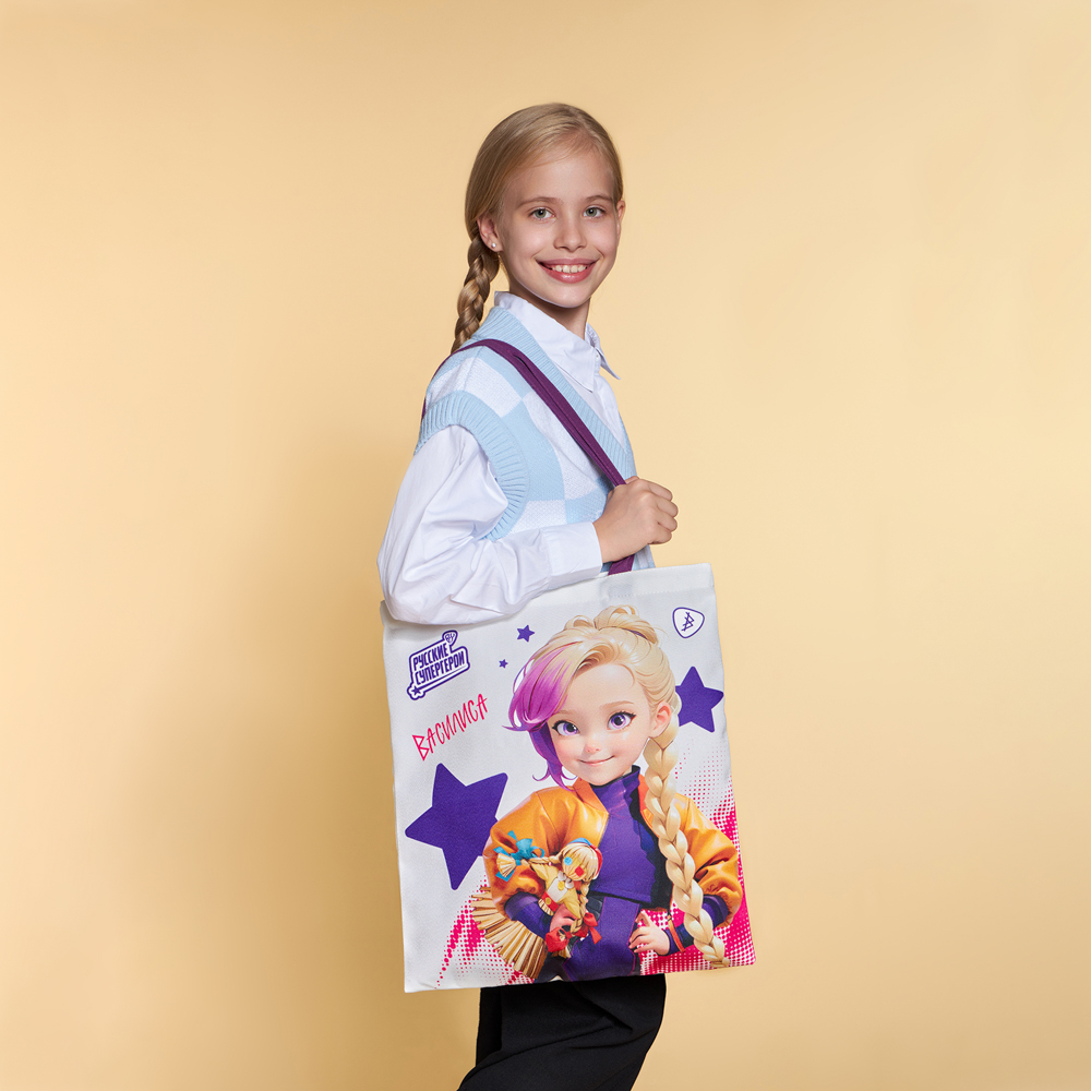 BY Русские Супергерои Сумка-шоппер, 38x42см, ручки 58 см, ПЭ под ткань, "Василиса джуниор", арт.№ 090-129