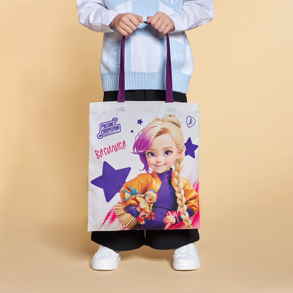 BY Русские Супергерои Сумка-шоппер, 38x42см, ручки 58 см, ПЭ под ткань, "Василиса джуниор", арт.№ 090-129