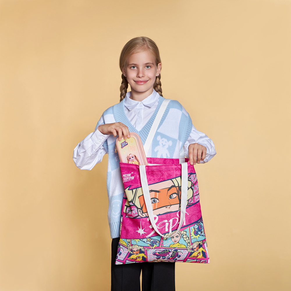 BY Русские Супергерои Сумка-шоппер, 38x42см, 2хсторонняя, ручки 58 см, ПЭ под ткань "Заря фэшн", арт.№ 090-130