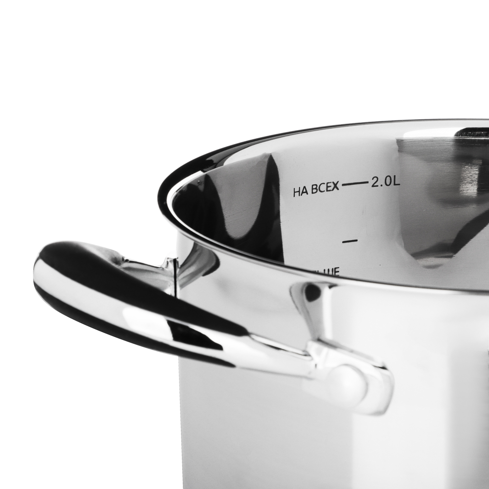 ВСЁГАЗИН Джела Кастрюля 18х10см 2,3л, со стекл. крышкой, индукция, нерж. сталь, арт.№ 822-232