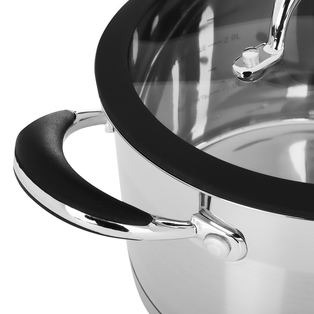 ВСЁГАЗИН Джела Кастрюля 20х11см 3,2л, со стекл. крышкой, индукция, нерж. сталь, арт.№ 822-233