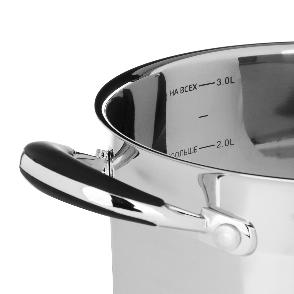 ВСЁГАЗИН Джела Кастрюля 20х11см 3,2л, со стекл. крышкой, индукция, нерж. сталь, арт.№ 822-233