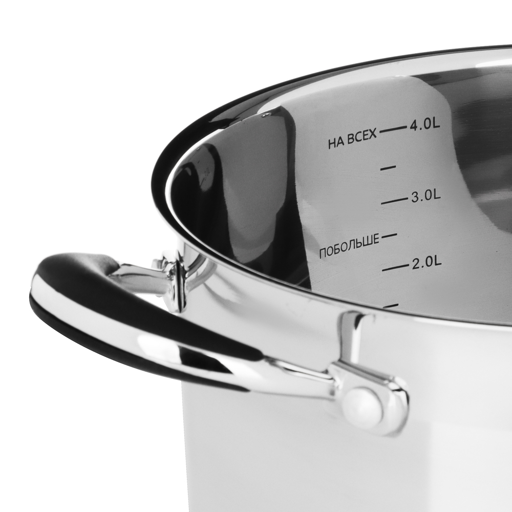 ВСЁГАЗИН Джела Кастрюля 22х12см 4,3л, со стекл. крышкой, индукция, нерж. сталь, арт.№ 822-234