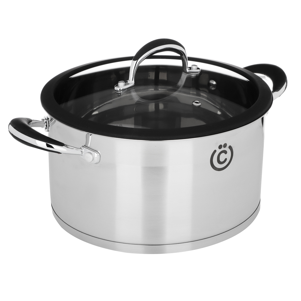 ВСЁГАЗИН Джела Кастрюля 24х13см 5,6л, со стекл. крышкой, индукция, нерж. сталь, арт.№ 822-235