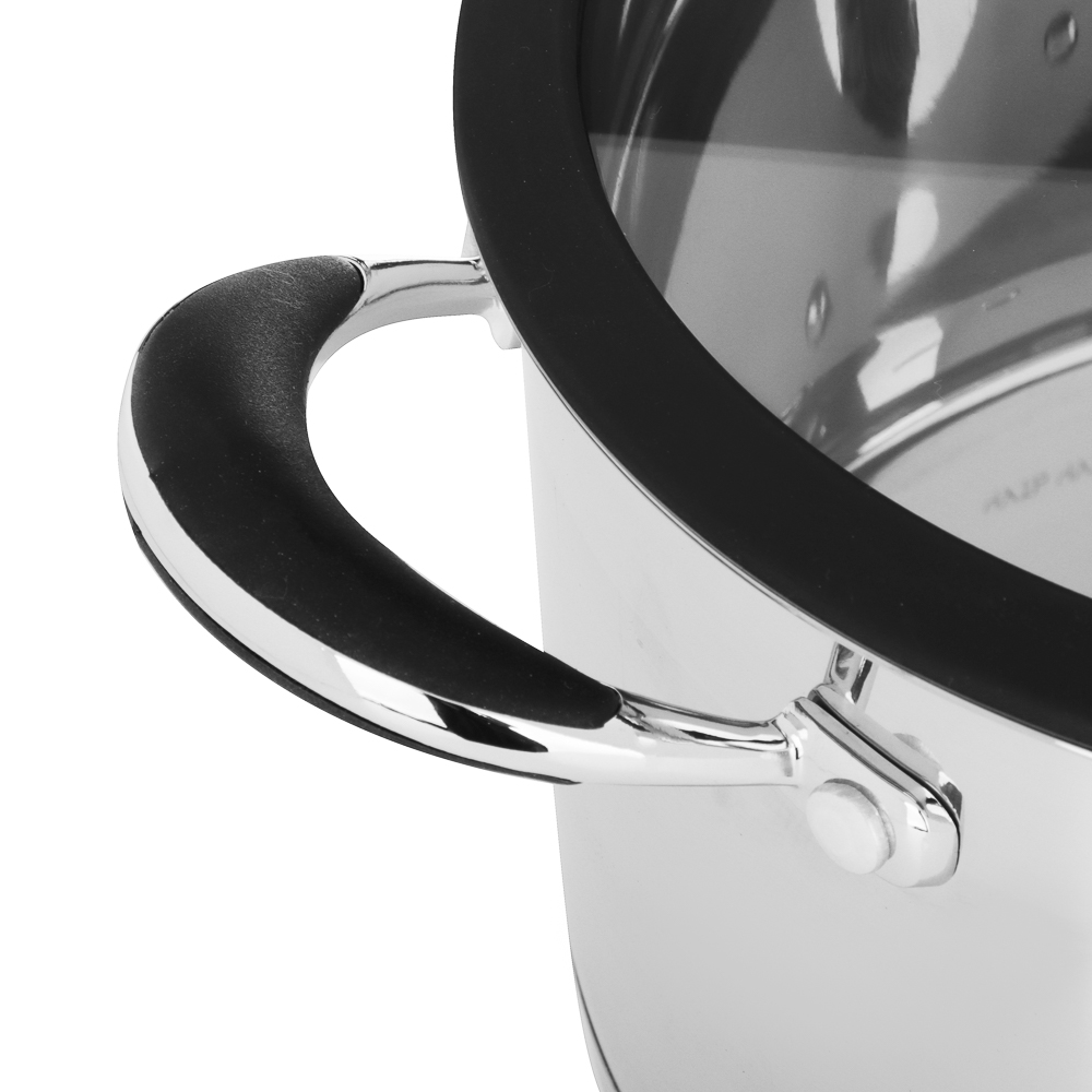 ВСЁГАЗИН Джела Кастрюля 24х13см 5,6л, со стекл. крышкой, индукция, нерж. сталь, арт.№ 822-235