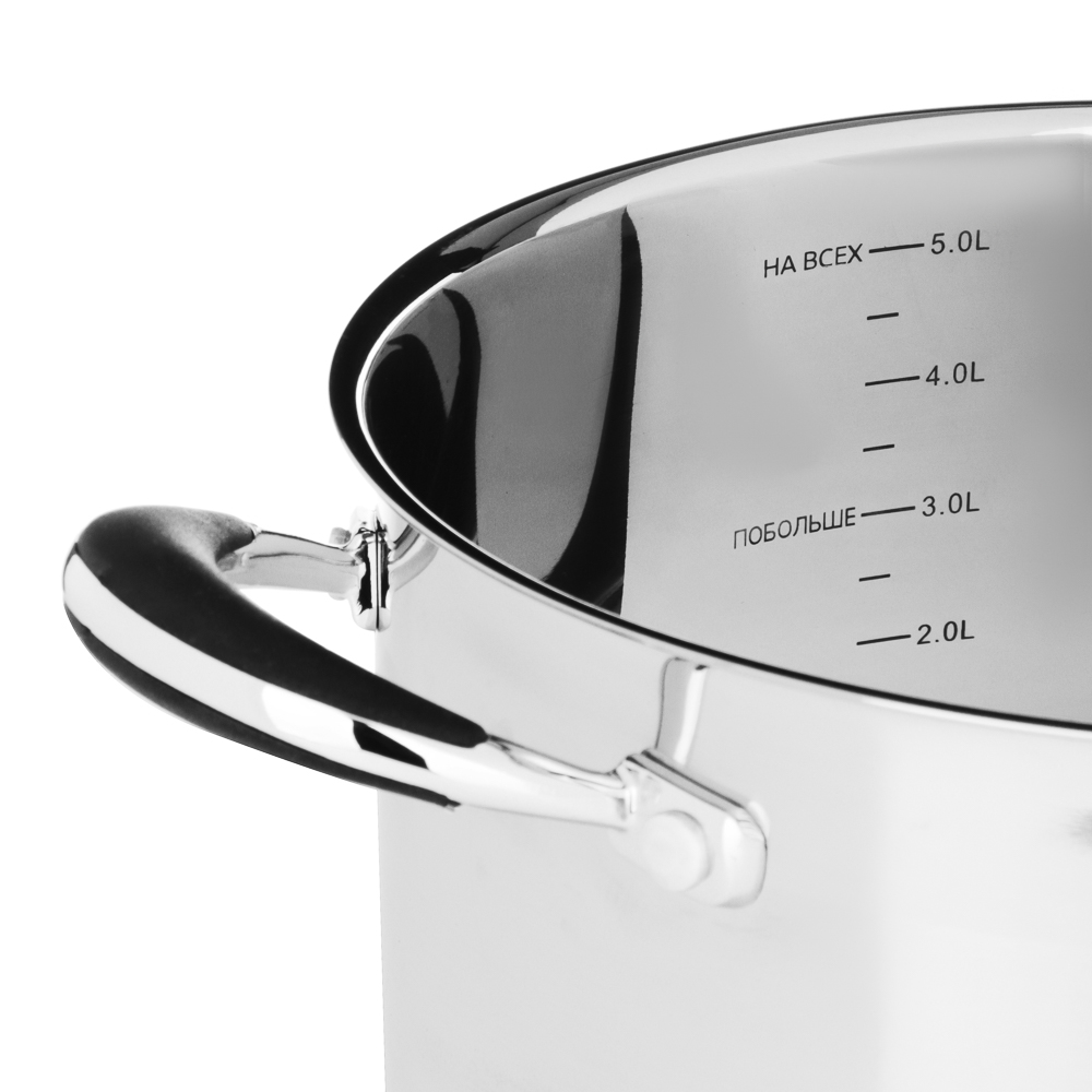 ВСЁГАЗИН Джела Кастрюля 24х13см 5,6л, со стекл. крышкой, индукция, нерж. сталь, арт.№ 822-235