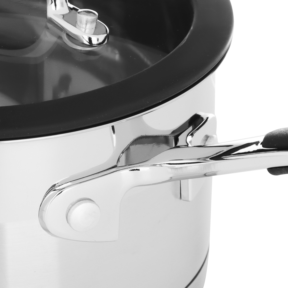 ВСЁГАЗИН Джела Ковш 16х9см 1,6л, со стекл. крышкой, индукция, нерж. сталь, арт.№ 822-236