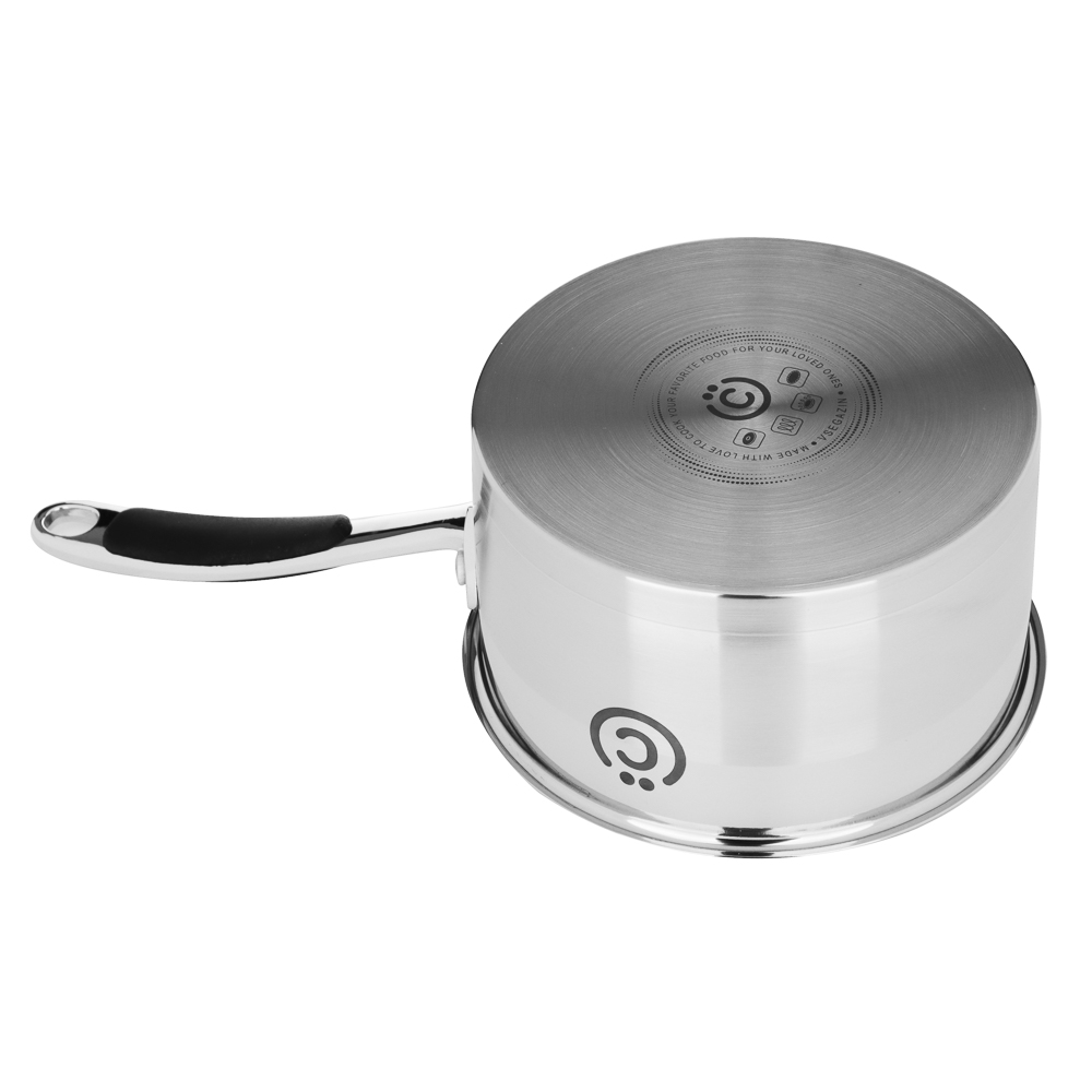 ВСЁГАЗИН Джела Ковш 16х9см 1,6л, со стекл. крышкой, индукция, нерж. сталь, арт.№ 822-236