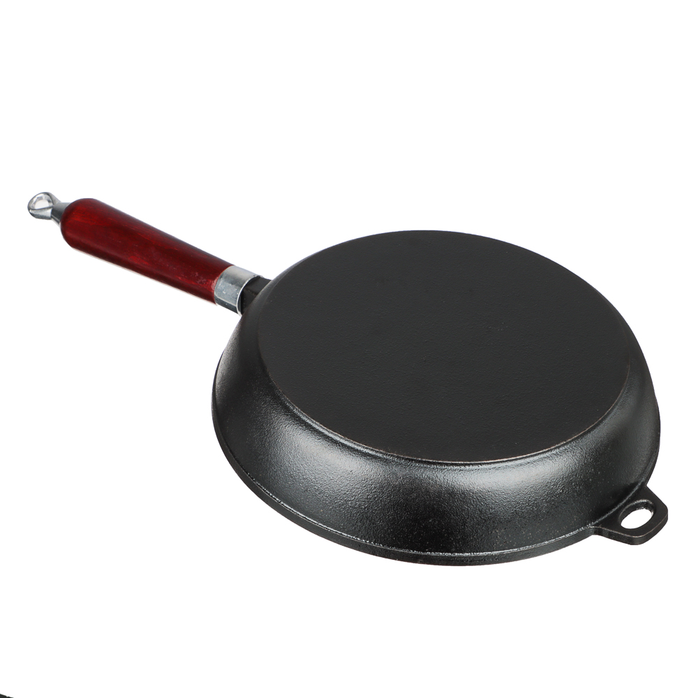 VETTA Сковорода чугун, d24х5см, деревянная ручка, индукция, арт.№ 808-006
