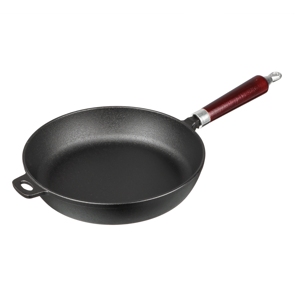 VETTA Сковорода чугун, d26х5,5см, деревянная ручка, индукция, арт.№ 808-007