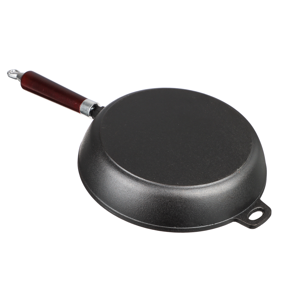 VETTA Сковорода чугун, d26х5,5см, деревянная ручка, индукция, арт.№ 808-007