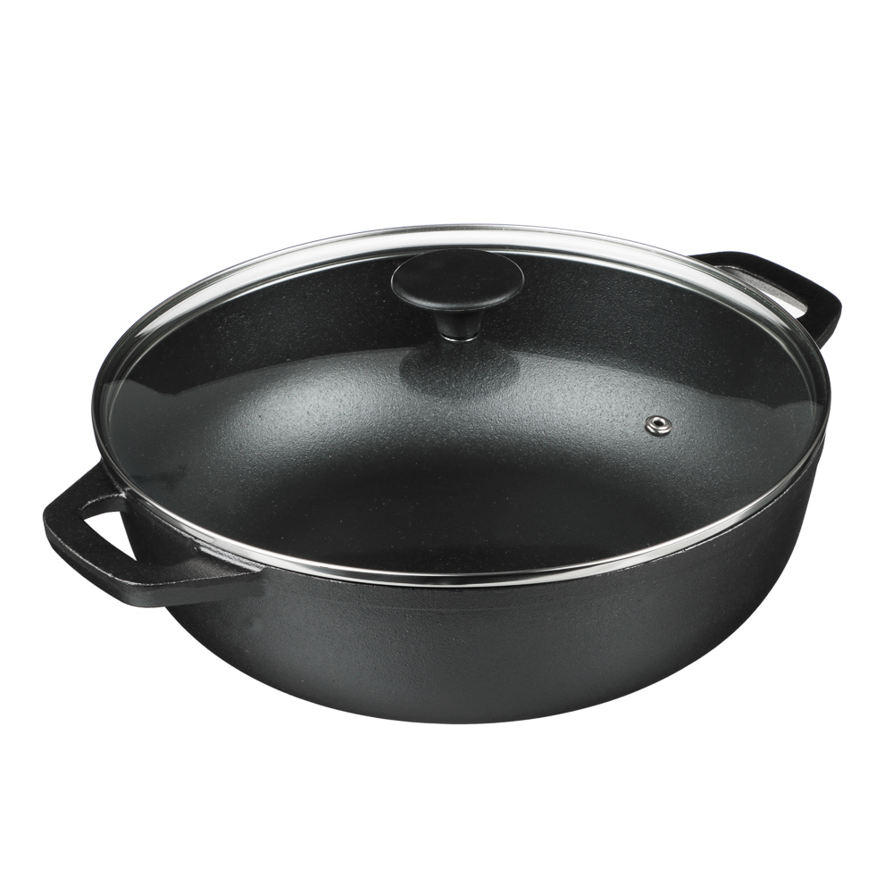 VETTA Вок чугун, d30х8,5см, стеклянная крышка, индукция, арт.№ 808-009