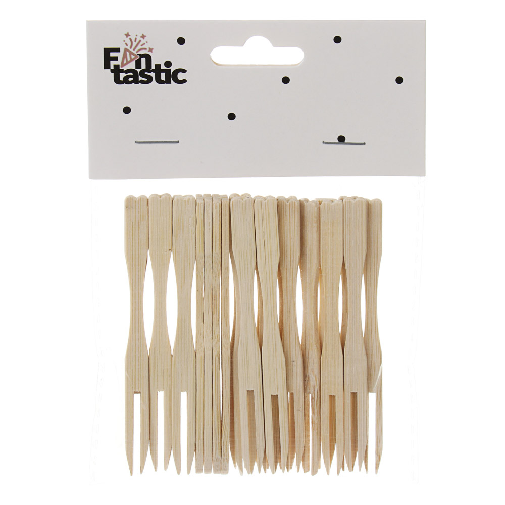 Набор шпажек бамбуковых тм Fntastic, в форме вилок, 24 шт, 8,5 см, арт.№ 349-602