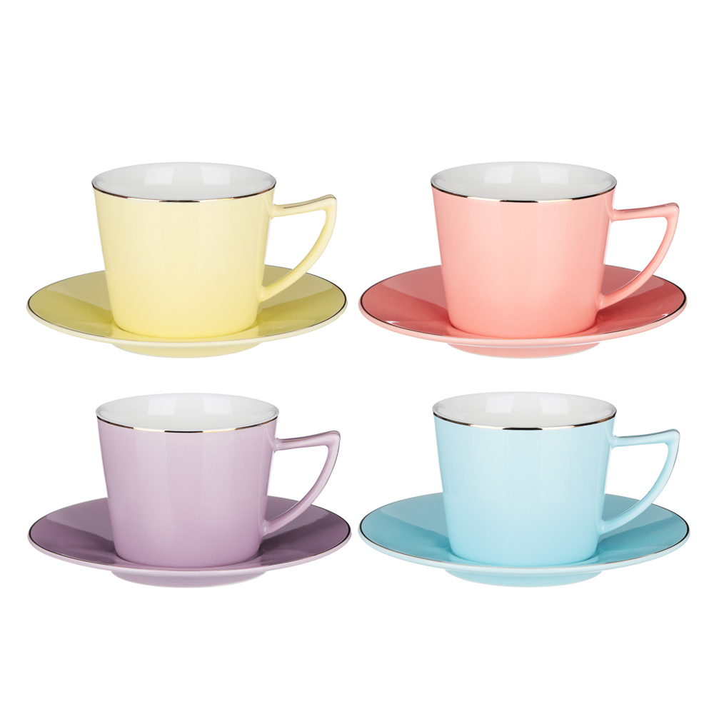 MILLIMI Радуга Набор чайный 2 пр., 250мл, 15см, костяной фарфор, 4 цвета, арт.№ 802-101