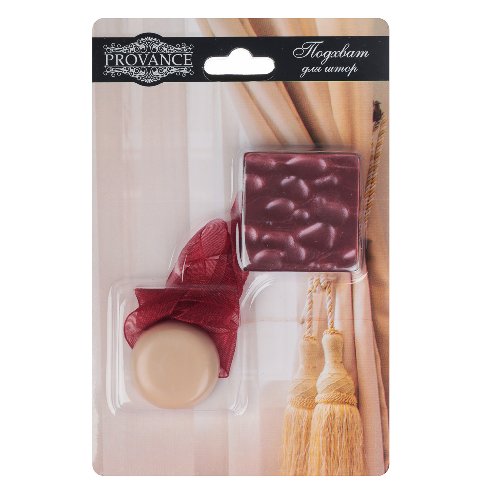 PROVANCE Подхват для штор магнитный 1-сторонний,"Квадрат", 3,5х3,5см, 3 цвета, арт.№ 491-429