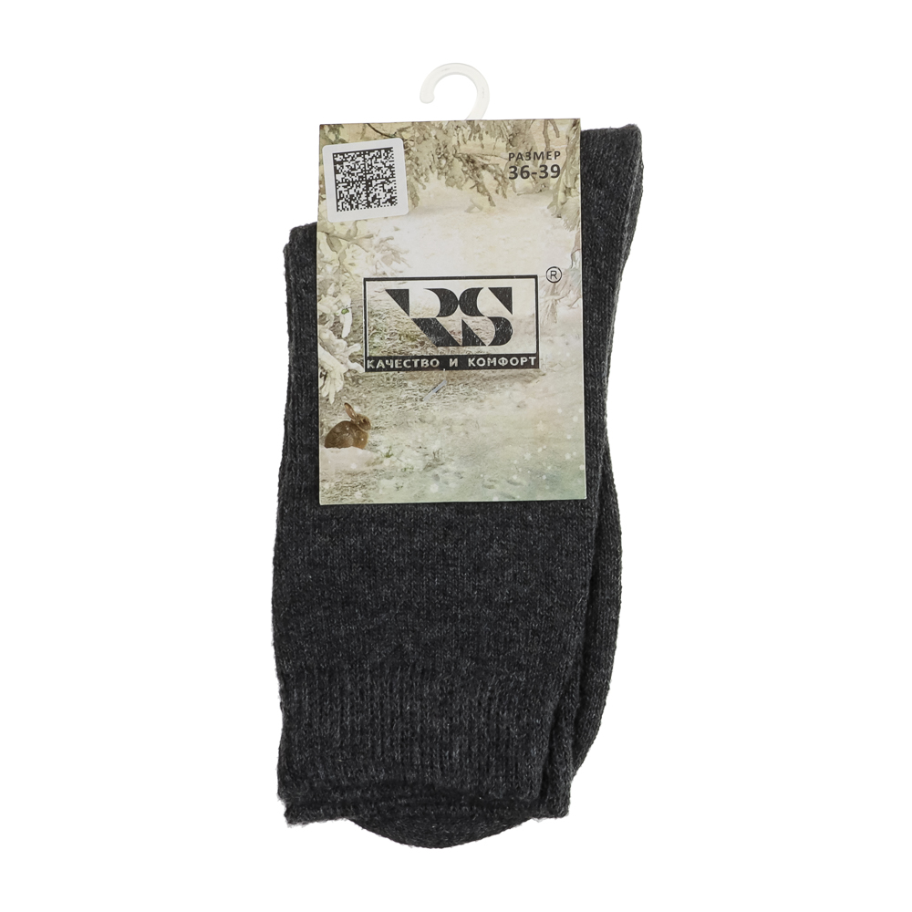 Носки женские "полушерсть" гладкие, тм RS, 65% полушерсть, 15% акрил, 10% спандекс, 10% эл, р. 36-39, арт.№ 019-511