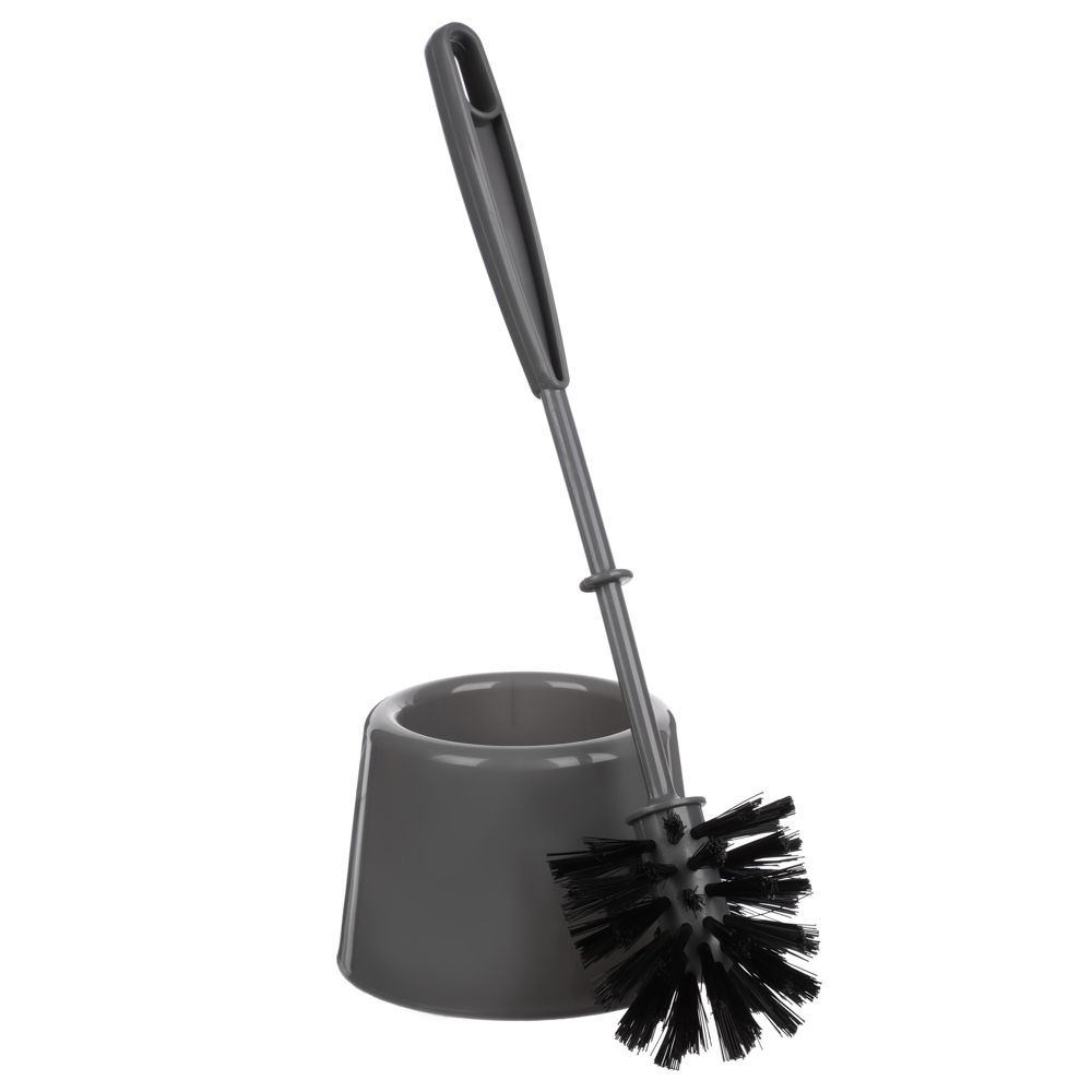 Комплект WC "Мини", ёрш + подставка, пластик, серый, щетина чёрная, арт.№ 463-433