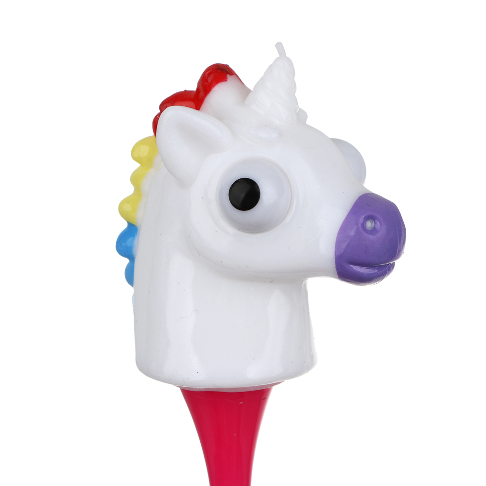 Ручка-антистресс шариковая синяя, наконечник в форме единорога-лупоглазика, 17,5 см пластик, 3 цв., арт.№ 591-031