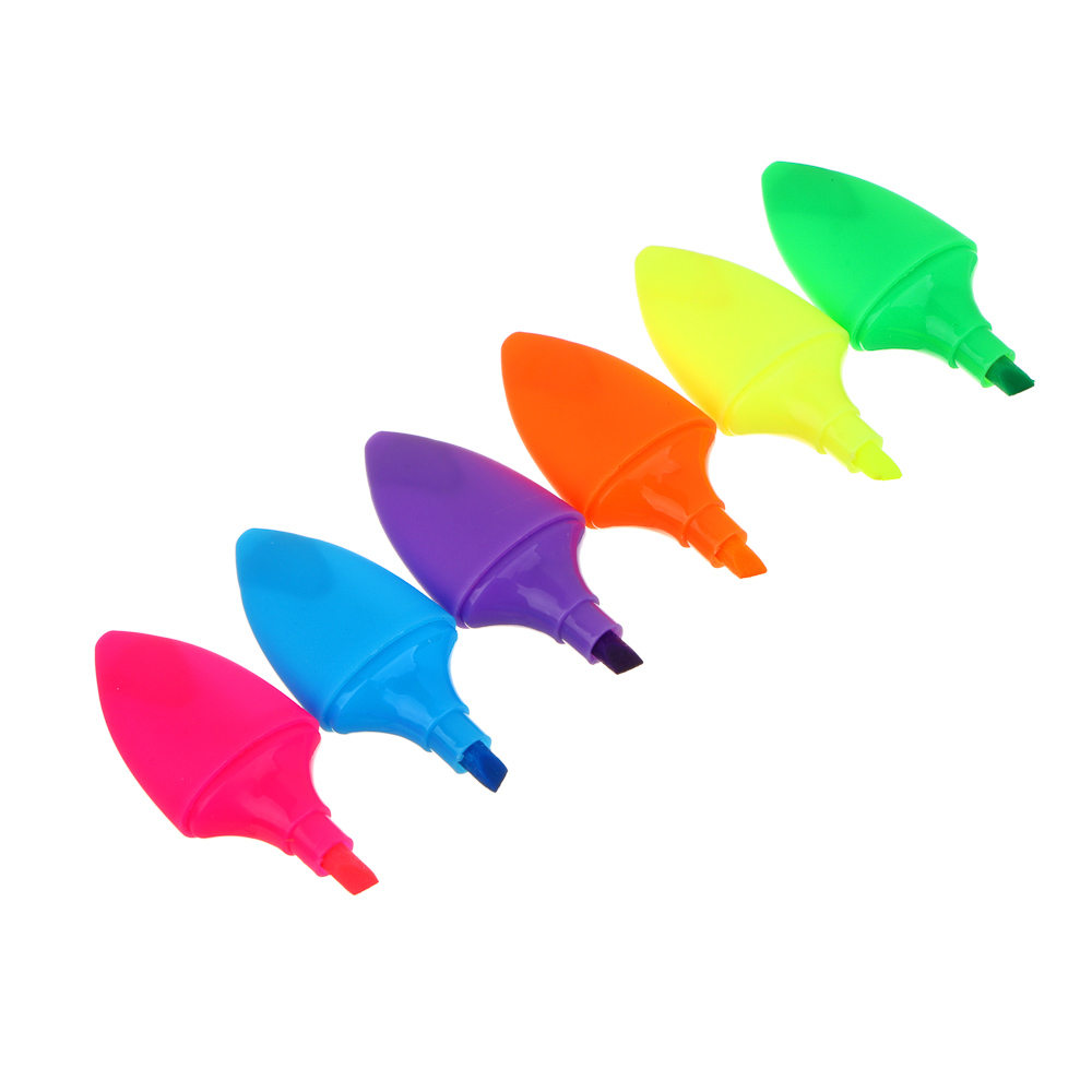 Набор маркеров-выделителей, 6 неоновых цветов, длина маркера 5,8 см., пластиковый пенал, арт.№ 613-081