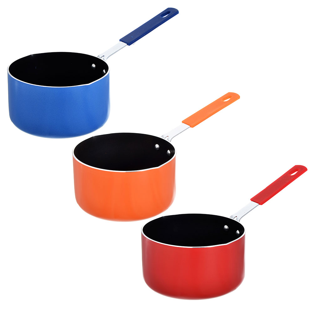 VETTA Ковш с антипригарным покрытием 1,1л, d14см, листовой алюминий, силиконовая ручка, 3 цвета, арт.№ 846-002