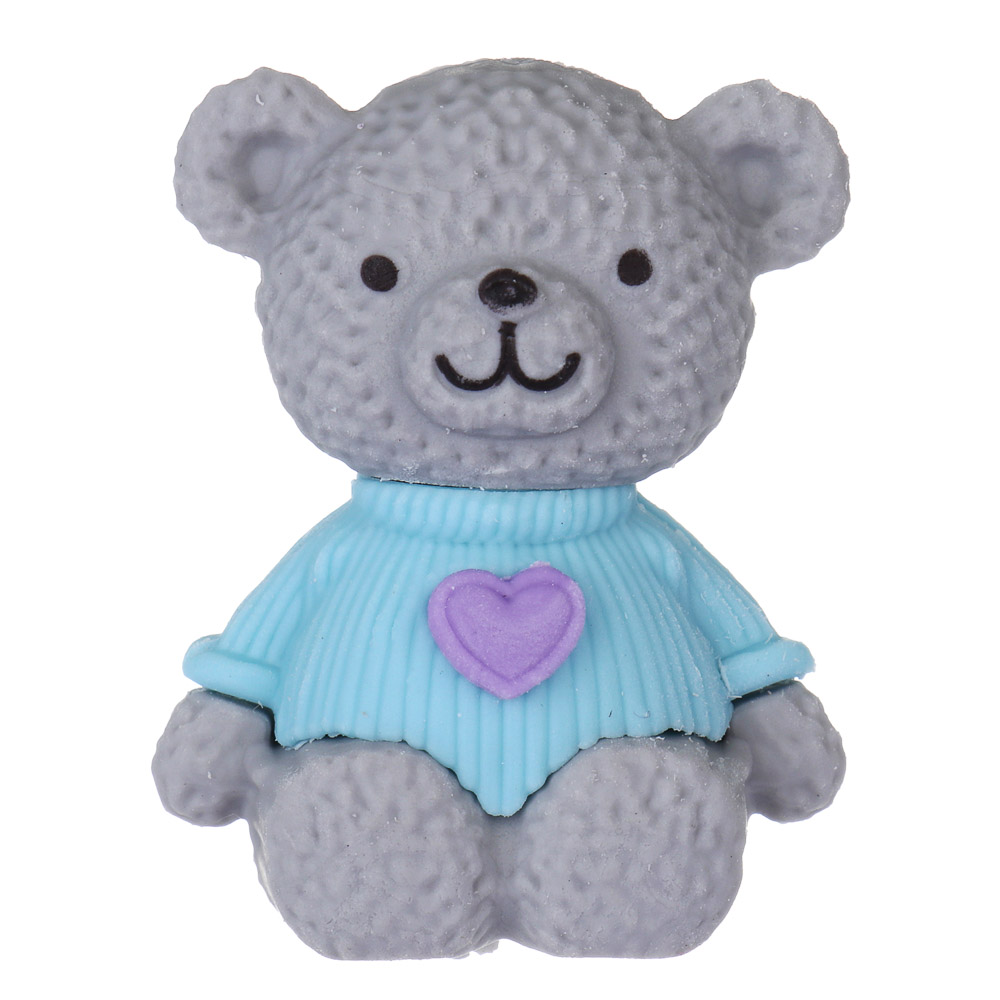 Ластик фигурный в форме медвежонка, 3,9х3х1,6см, ТПР, 3 дизайна, арт.№ 607-074