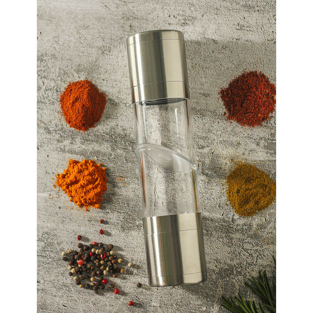 SATOSHI Мельница для специй, 2 в 1, два независимых механизма, 22см, сталь/акрил, арт.№ 827-088