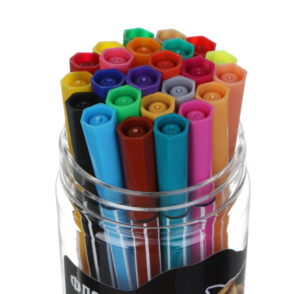 Супер-Кот Набор смываемых фломастеров, 24 цвета, пластиковая туба, серия "Кор", арт.№ 811-012