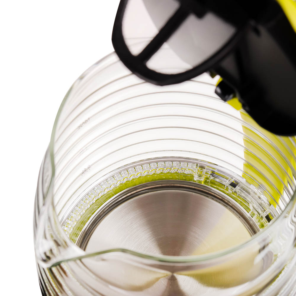 LEBEN Чайник электрический 1,7л, 1850Вт, скрытый нагр.элемент, стекло, рифлёное стекло, арт.№ 475-133