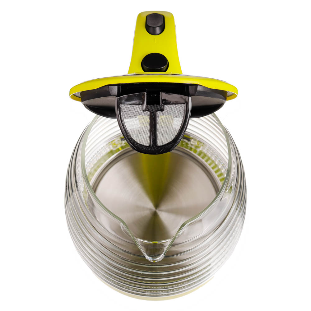 LEBEN Чайник электрический 1,7л, 1850Вт, скрытый нагр.элемент, стекло, рифлёное стекло, арт.№ 475-133