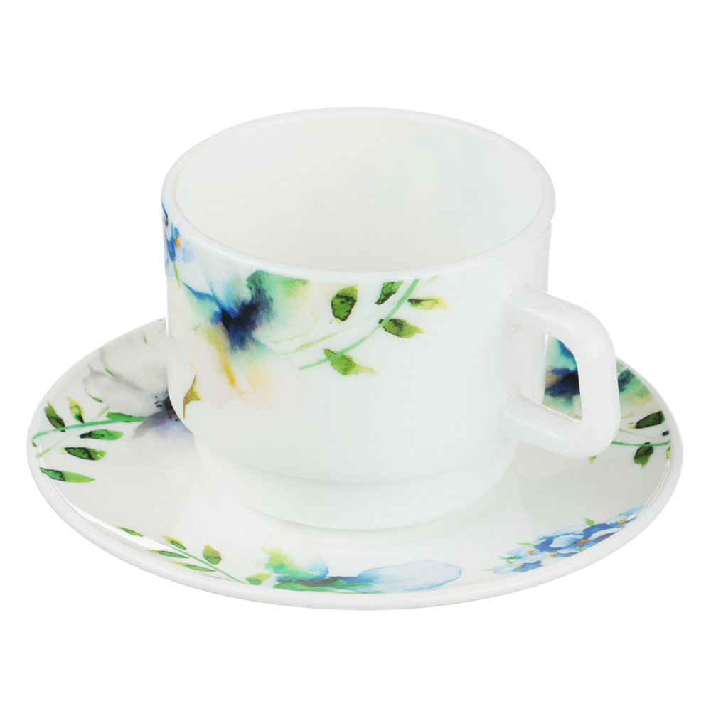 MILLIMI Шабер Чайная пара (чашка 250мл., блюдце 15см), опаловое стекло, арт.№ 818-871