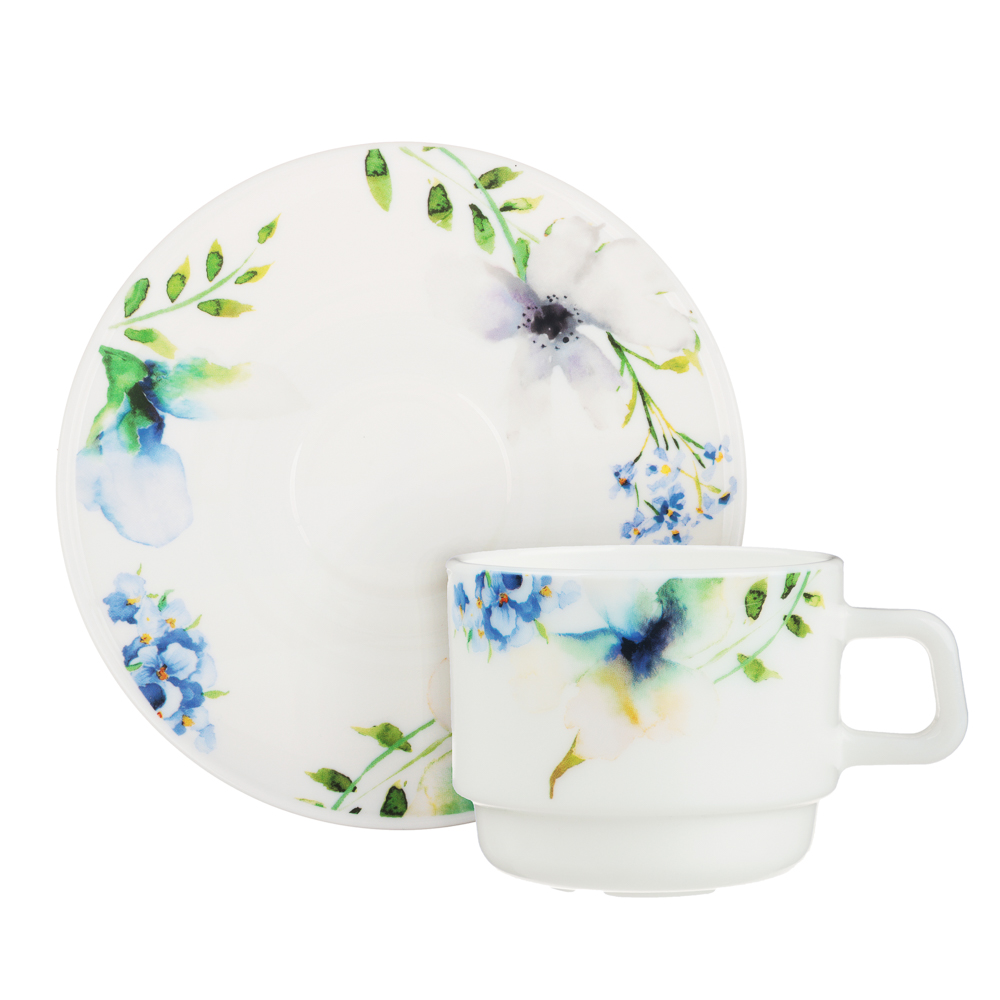 MILLIMI Шабер Чайная пара (чашка 250мл., блюдце 15см), опаловое стекло, арт.№ 818-871