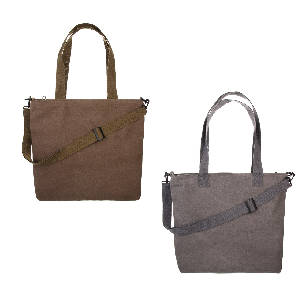 Сумка - шоппер под джинсу на молнии, 36х40см., внутренний карман, ПЭ, 2 цвета, арт.№ 090-138