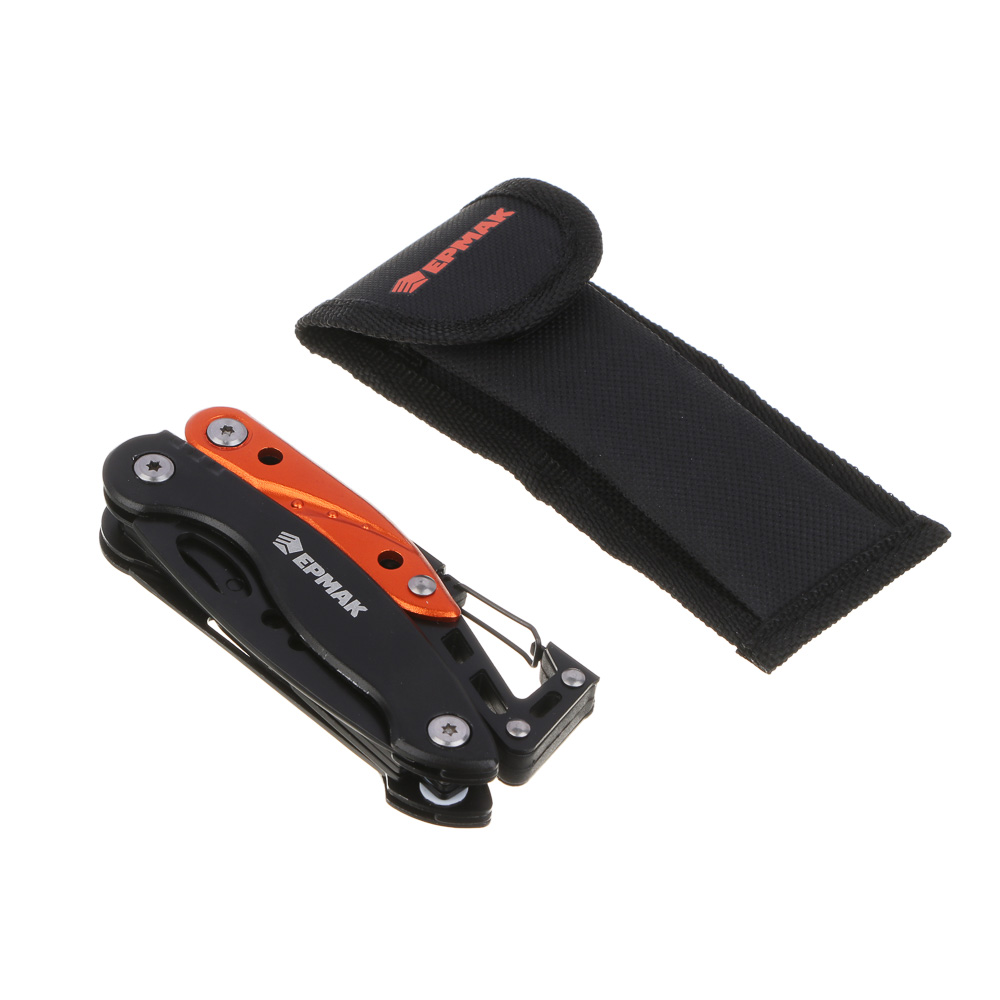 ЕРМАК Инструмент многофункциональный на карабине, 8 в 1, нерж. сталь, алюминий, арт.№ 070-028