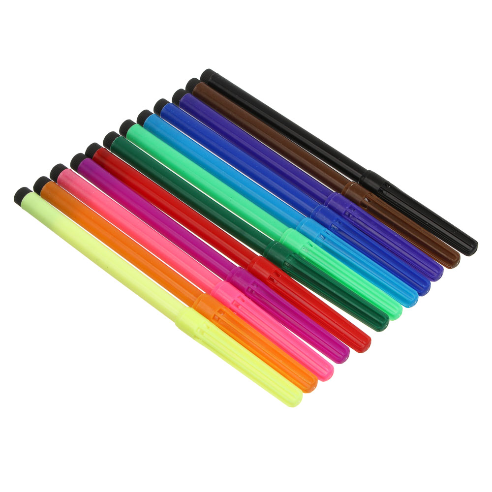 Фломастеры 12цв. ClipStudio с цветным колпачком, пластик, в ПВХ пенале, арт.№ 256-232