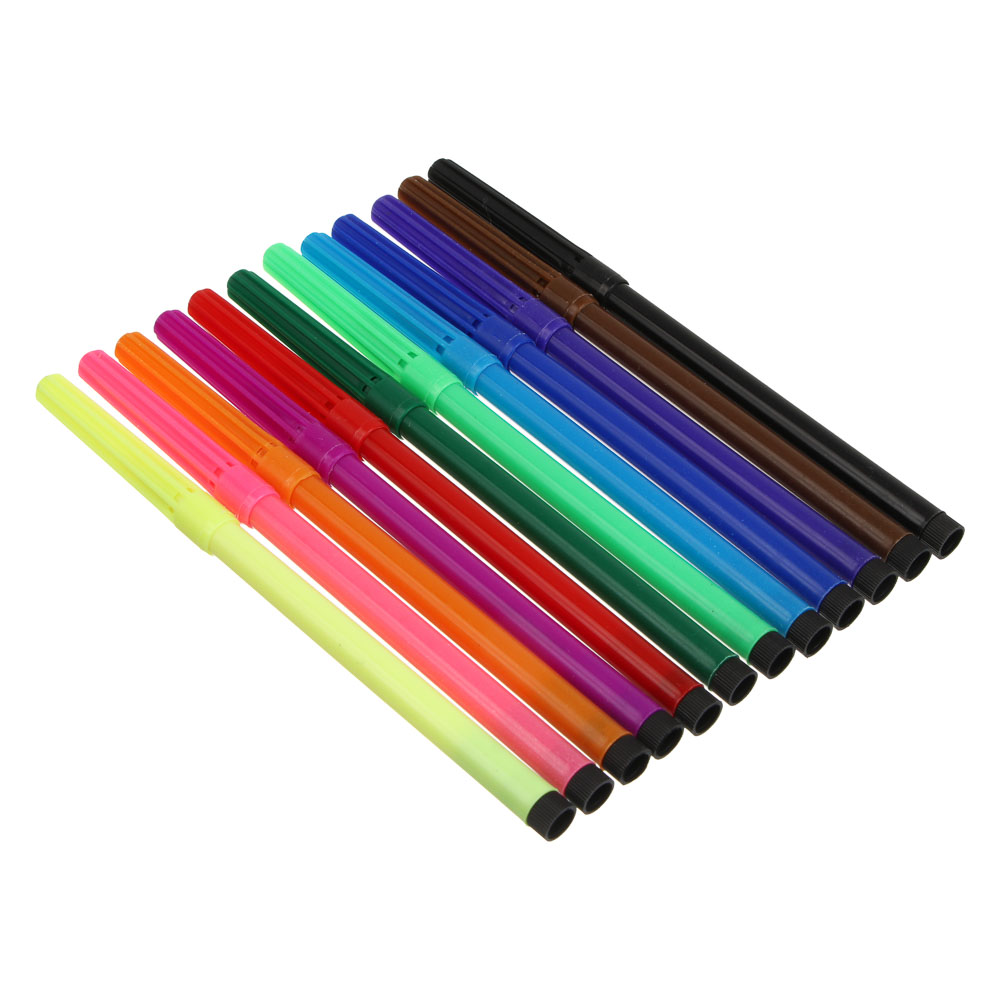 Фломастеры 12цв. ClipStudio с цветным колпачком, пластик, в ПВХ пенале, арт.№ 256-232