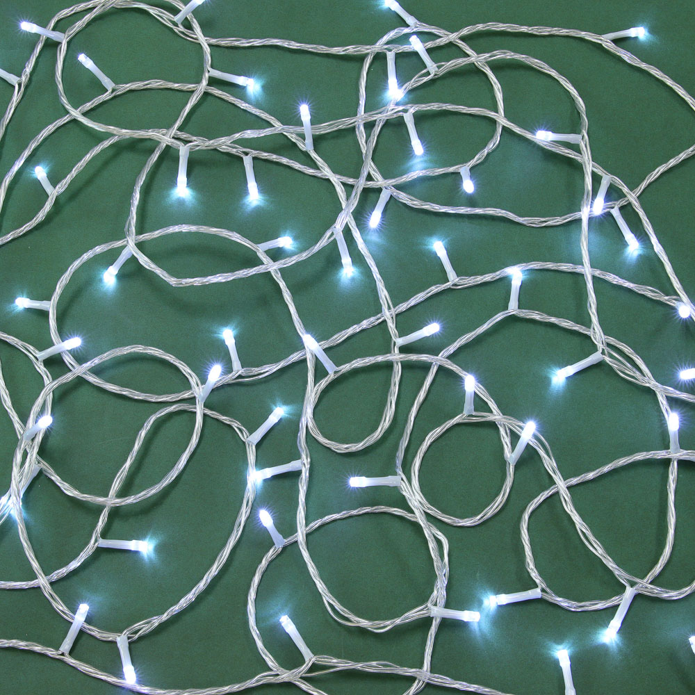 Гирлянда уличная вьюн 20 м BY, 160 LED ламп, белое свечение, ПВХ прозрачный, 8 режимов, коннект, 220В (24В), IP54, арт.№ 351-781