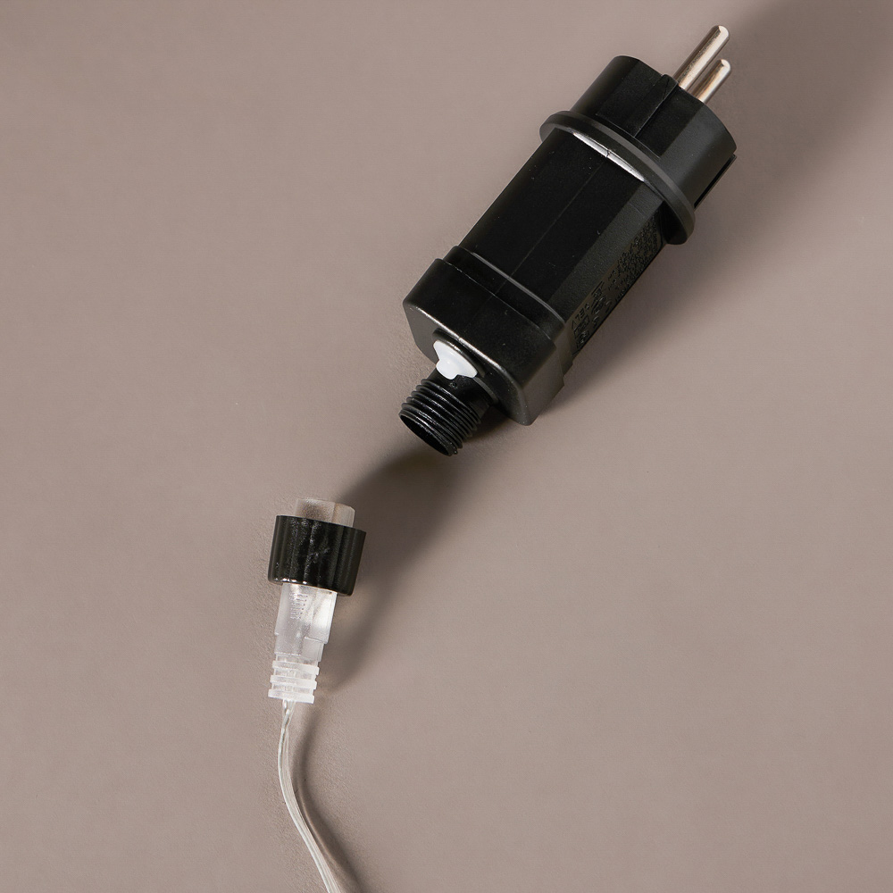 Гирлянда уличная вьюн 20 м BY, 160 LED ламп, белое свечение, ПВХ прозрачный, 8 режимов, коннект, 220В (24В), IP54, арт.№ 351-781