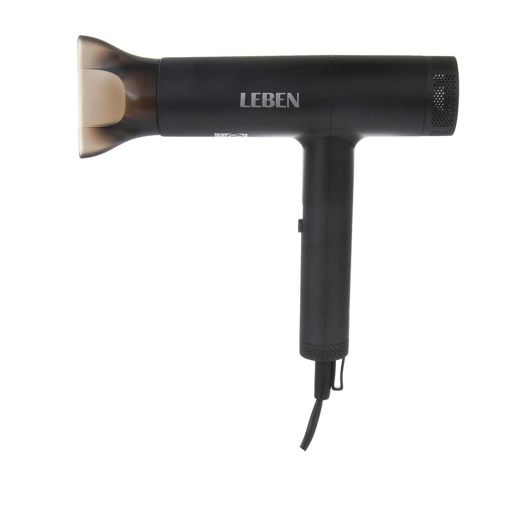 LEBEN Фен для волос, 2000 Вт, 2 скорости, графитовый, матовое покрытие, концентратор, арт.№ 259-230