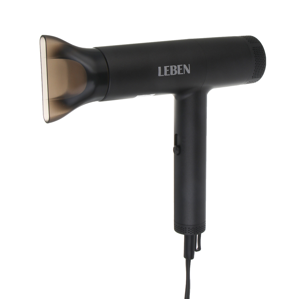 LEBEN Фен для волос, 2000 Вт, 2 скорости, графитовый, матовое покрытие, концентратор, арт.№ 259-230