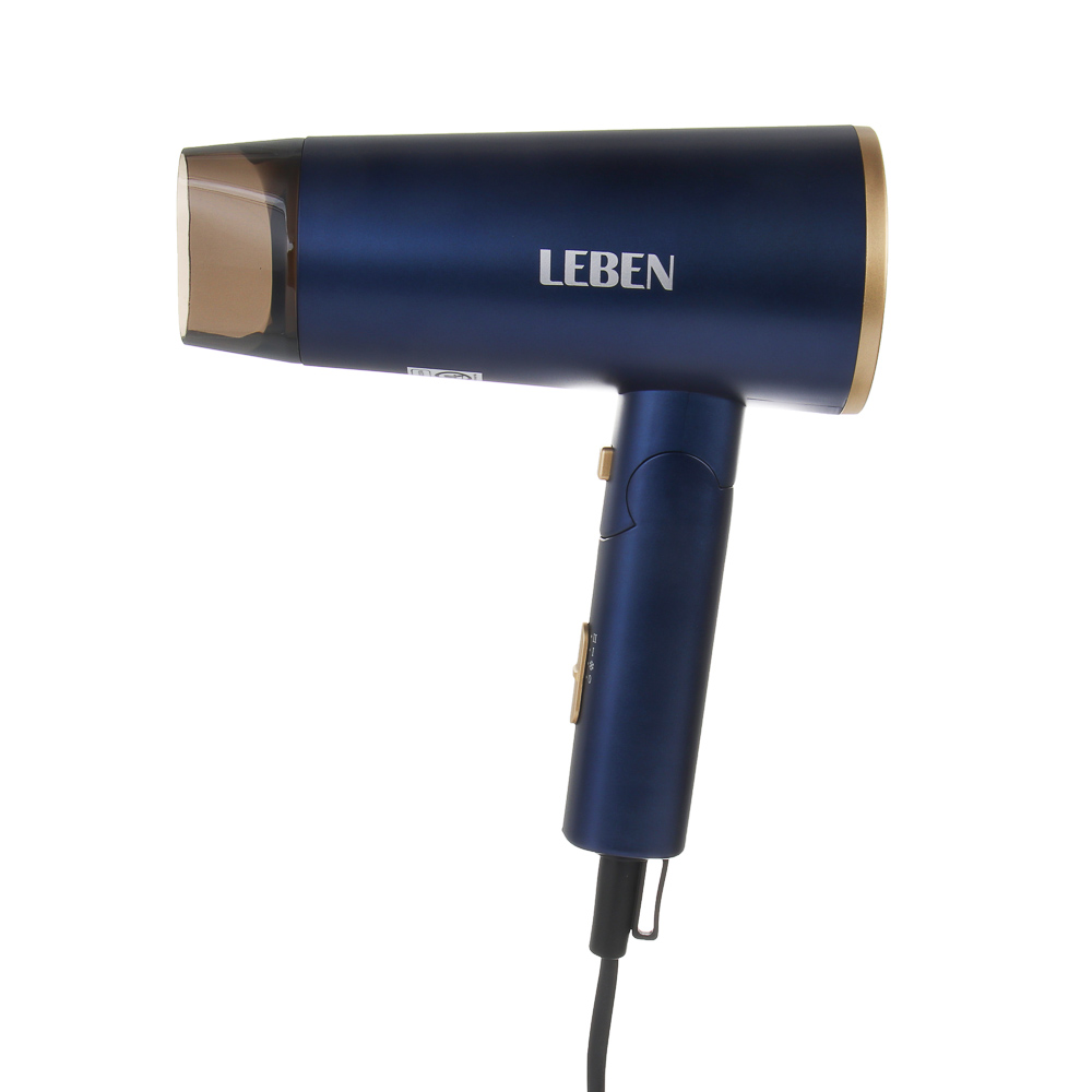LEBEN Фен для волос, 2000 Вт, 2 скорости, 2 темп.реж., темно-синий, матовое покрытие, концентратор, арт.№ 259-231