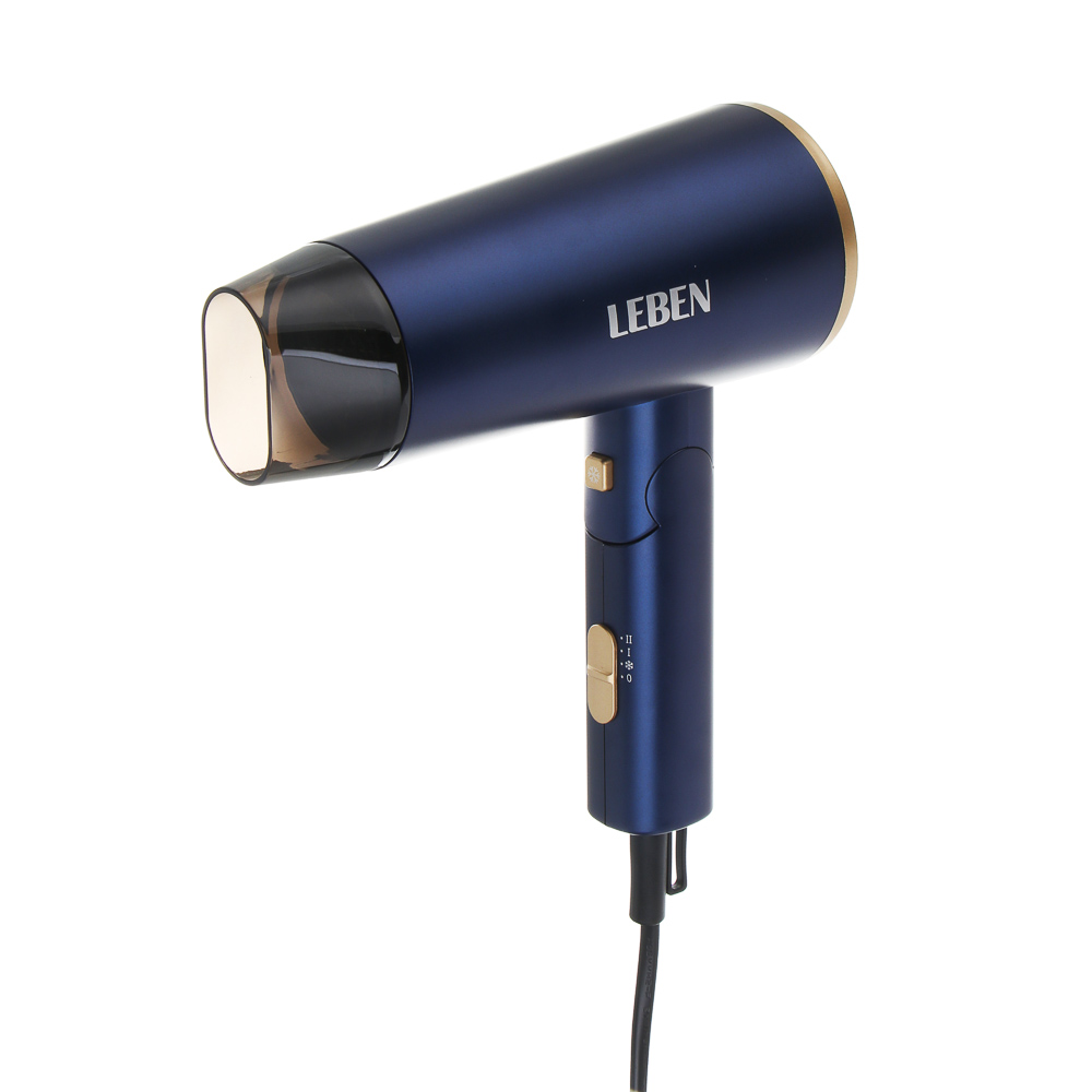 LEBEN Фен для волос, 2000 Вт, 2 скорости, 2 темп.реж., темно-синий, матовое покрытие, концентратор, арт.№ 259-231