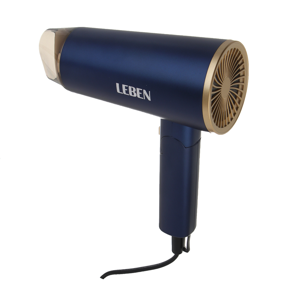 LEBEN Фен для волос, 2000 Вт, 2 скорости, 2 темп.реж., темно-синий, матовое покрытие, концентратор, арт.№ 259-231